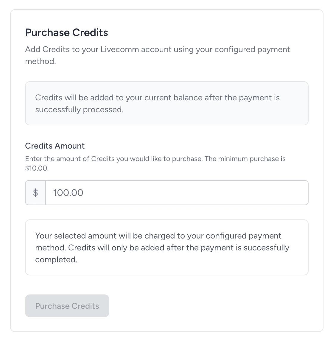 Purchase Credits